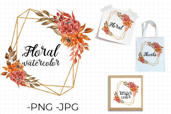 Autumn Frame Floral Watercolor for Crafts