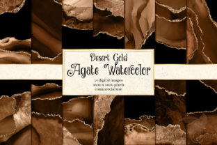Desert Gold Agate Watercolor Textures