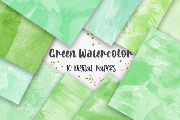 Green Watercolor Texture Digital Papers: Organic Backgrounds for Real Business Branding