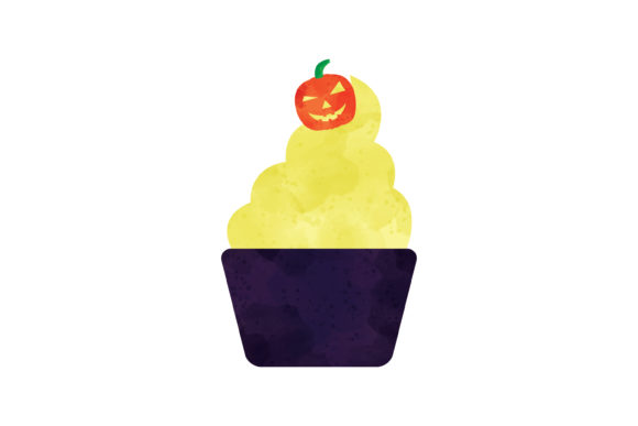 Halloween Watercolor Icon Cupcake: A Festive Icon for Seasonal Branding