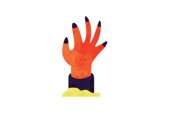 Halloween Watercolor Icon Zombie Hand for Blog & Editorial Design