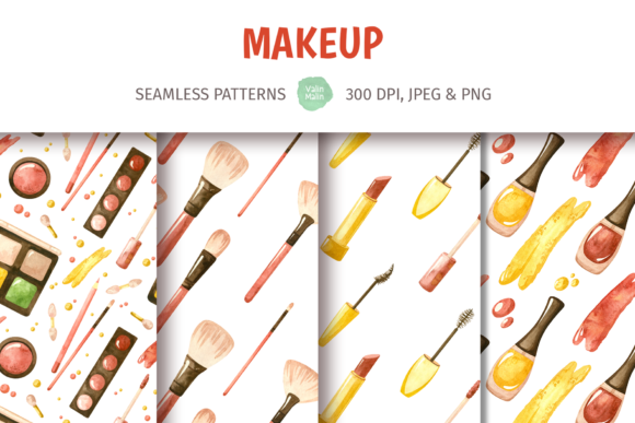 Makeup-Inspired Watercolor Patterns for Digital Sellers