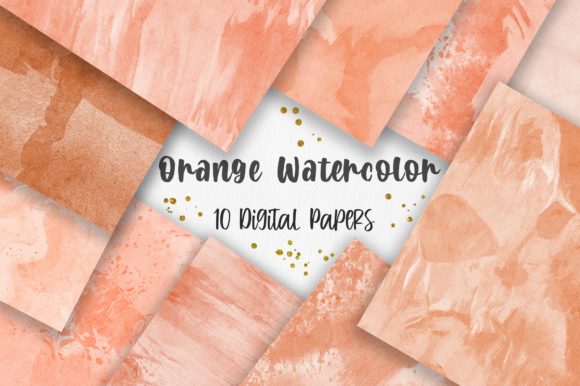 Orange Watercolor Texture Digital Papers for Warm, Organic Branding Backgrounds
