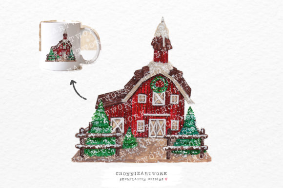 Red Barn Watercolor Clipart for Crafts & Creative Design Projects