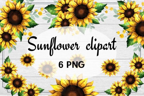 Rustic Sunflower Clipart Watercolor for Crafts & Digital Selling