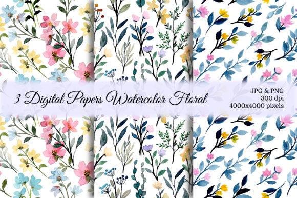 Seamless Pattern Floral Watercolor 48 for Crafters & Handmade Sellers