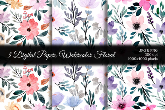 Seamless Pattern Floral Watercolor 50 for Etsy & Print-on-Demand Sellers