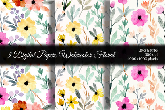 Seamless Pattern Floral Watercolor 73 for Etsy & Print-on-Demand Sellers