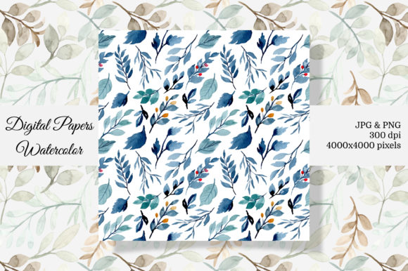 Seamless Pattern Leaves Watercolor 3