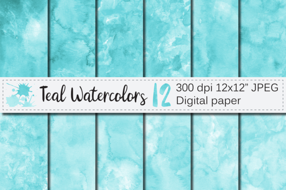 Teal Watercolor Textures for Editorial & Web Backgrounds