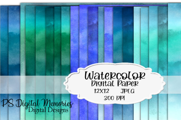Watercolor Digital Paper Shades of Blue for Backgrounds with Mood & Versatility