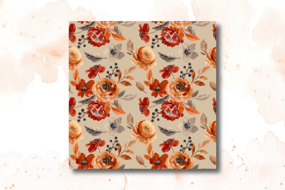 Watercolor Pattern with Brown Floral
