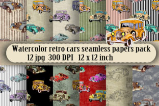 Watercolor Retro Cars Patterns Set Review