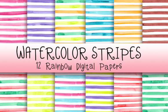 Watercolor Stripes Digital Papers for Crafters & Handmade Sellers