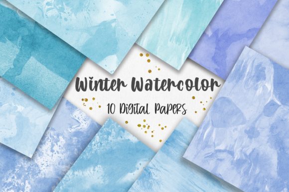 Winter Blue Watercolor Texture Backgrounds for Real Crafting Projects